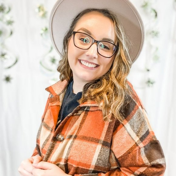 Orange Plaid Flannel Shacket - Picture 1 of 2